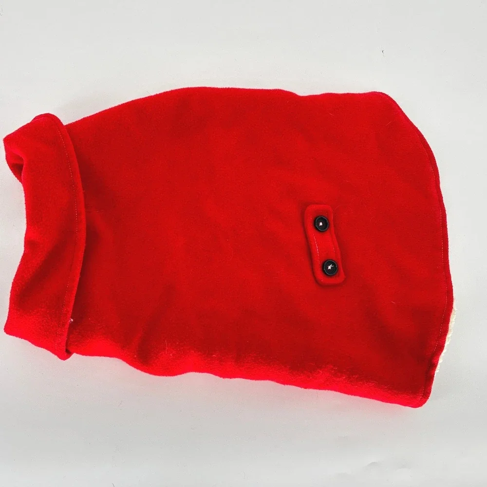Red Fleece Dog Coat Sherpa Lined Winter Jacket Cozy Warm Pet Apparel